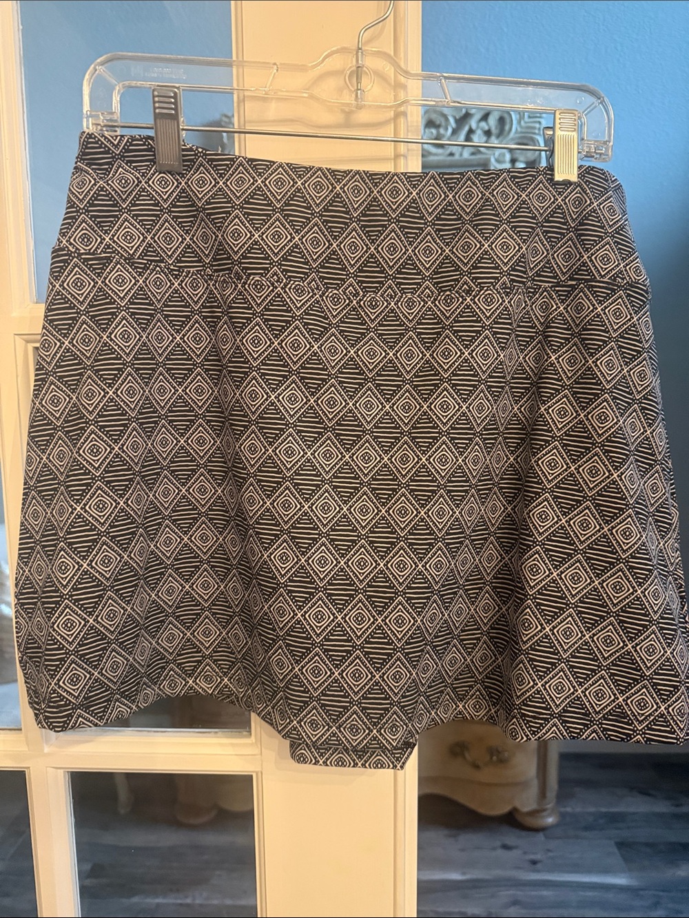 Sigrid Olsen Black and White Diamond-Print Circle Skirt